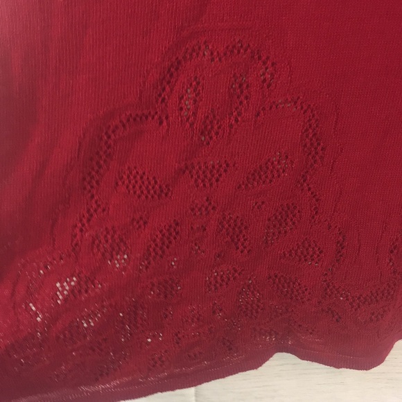 Dress-barn Red Long Sleeve Lace Detail Tunic Sweater - Picture 6 of 11